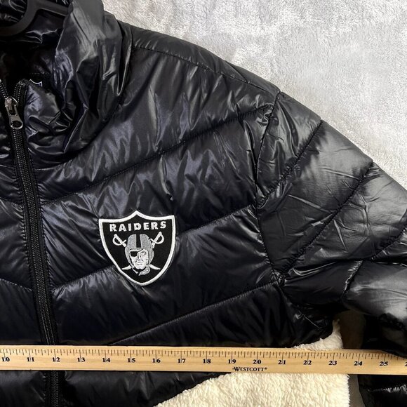 Las Vegas Raiders NFL Puffer Jacket Women's XL Black White Sherpa Gorpcore Fall - Picture 8 of 10